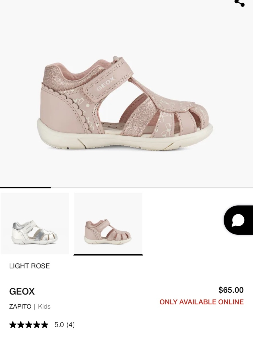 Geox Toddler Girls Pink Bow-Print Closed-Toe Sandals